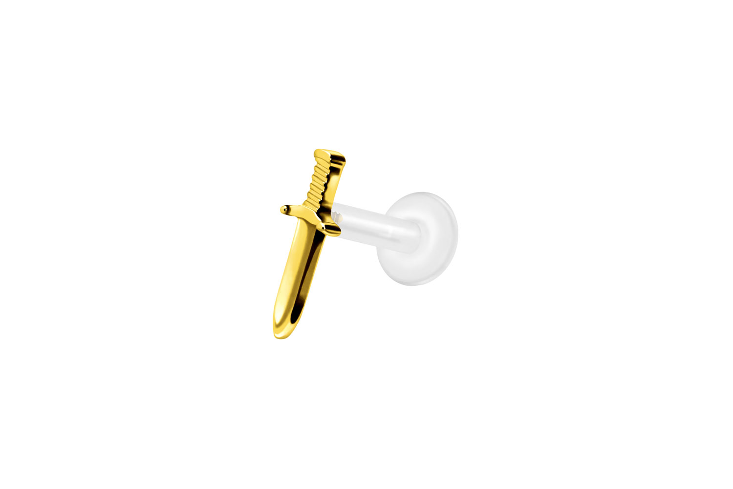 PTFE Labret Piercing mit Innengewinde + Titan-Aufsatz SCHWERT